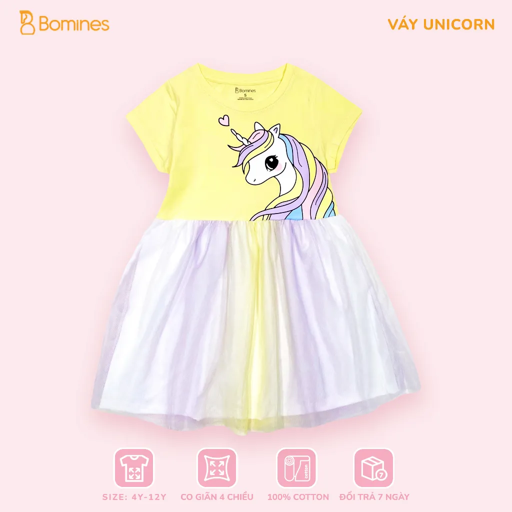 Váy cho bé gái Unicorn Bomines, Đầm dự tiệc phối lưới ngọt ngào ...
