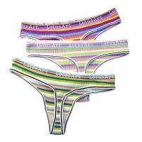 【CC】⊕✓  3Pcs/Pack Womens Thong Panties Striped Cotton G-String Ladies Briefs Womens Woman Underpants Panti