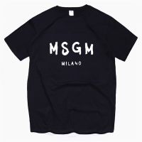 เสื้อยืดโอเวอร์ไซส์เสื้อยืดคอกลม ผ้าฝ้าย พิมพ์ลายตัวอักษร Shubuzbi MSGM สีขาว สีเทา แฟชั่นฤดูร้อน สําหรับผู้ชาย 2023S-3X  SGNY