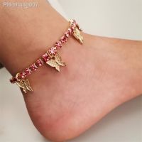 Fashion Rhinestone Butterfly Anklet Bracelet Simple Temperament Claw Chain for Women Beach Party Barefoot Foot Chain Accessories