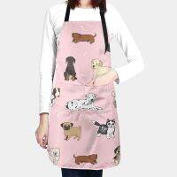 Cute Dogs Animals Waterproof Apron with 2 Pockets Cartoon Pets Kitchen Chef Aprons Bibs for Cooking Baking Painting Gardening Aprons