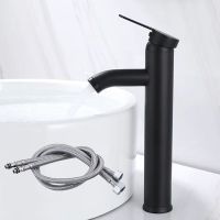 ﺴ▲ Basin Faucet Modern Bathroom Mixer Tap Black/Chrome Wash Basin Faucet Single Handle Hot Cold Stainless Steel Toilet Sink Faucet