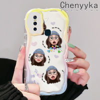 เคส Chenyyka สำหรับ VIVO S7 V20 Pro V15 Pro เคสยอดนิยมลายอิโมติคอนเด็กผู้หญิงสีสันสดใสลายคลื่นเนื้อครีมเคสโทรศัพท์โปร่งใสนิ่มกันกระแทกเคสซิลิโคนใส