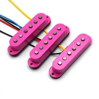 Alnico 5 Single Coil Staggered Top Fiber Bobbin Pickup Electric Guitar Pickup Neck/Middle/Bridge 50/50/52mm for FD Guitar Pink