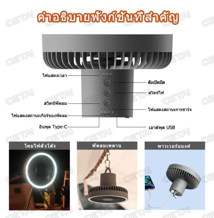 ส่งจากกทม-3-in-1-พัดลมแคมป์ปิ้ง-พัดลมโคมไฟ-พัดลม-3-ระดับ-พัดลม-usb-พัดลมพกพา-พร้อมขาตั้ง-พัดลมเล็กตั้งโต๊ะ-10000-mah