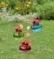 [COD] Cross-border new hummingbird feeder copper wire shape glass multi-bottle