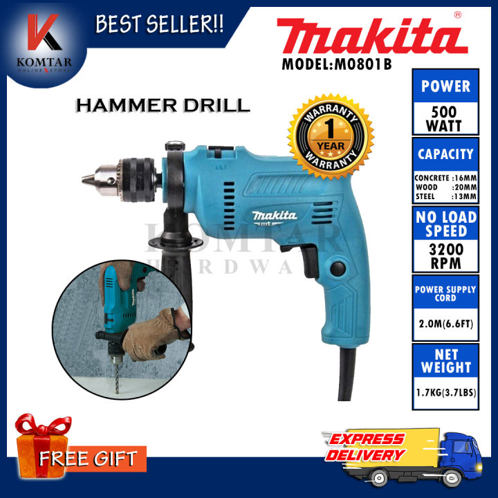 MAKITA MT HAMMER DRILL 500W 16MM MODEL M0801B [SERIAL NO.: ] | Lazada