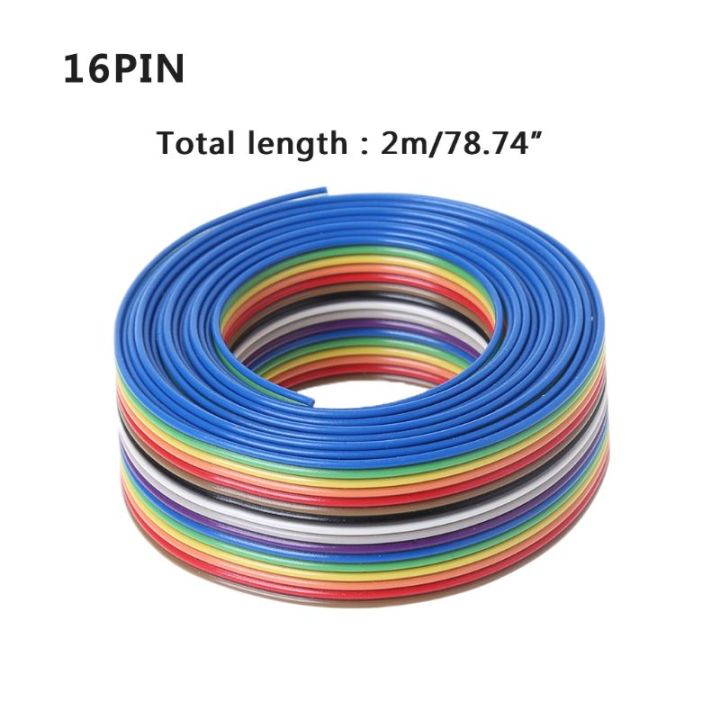 2m-16-pin-flat-idc-ribbon-extension-cable-rainbow-สำหรับสาย-dupont-พร้อม-li-1-27มม