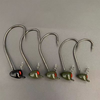 【YF】 Pumpkin Head Jig 1/4 3/8oz Fishing Lure with Extended Bait Holder and Horizontal Line Tie Green Shaky For Bass