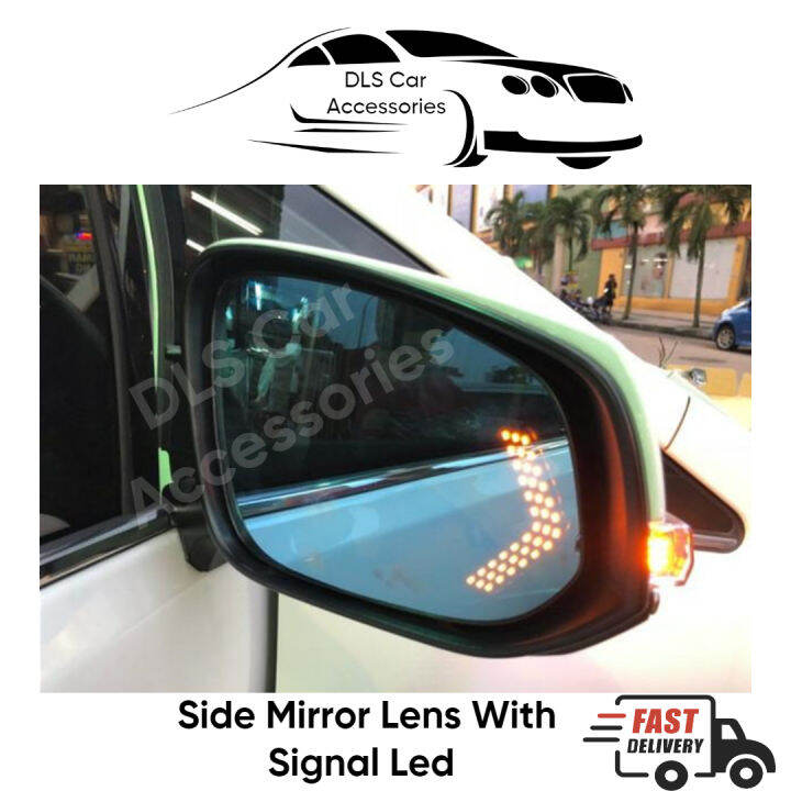 Side Mirror Lens With Signal Led Alza/ Bezza/ Myvi Icon/ Vellfire
