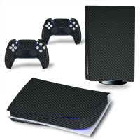 สำหรับ PS5 Disk Edition คาร์บอนไฟเบอร์สติกเกอร์รูปลอกสำหรับ PlayStation 5 Console และ2 Controllers PS5 Disk Skin Sticker