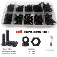 4006501060pcs M2 M2.5 M3 M4 M5 10.9 Grade Steel Hex Socket Round Head Screw Set Bolts and Nuts Assortment Kit with Storage Box