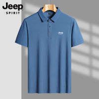 JEEP สปิริตเสื้อยืดแขนสั้นสำหรับผู้ชาย,เสื้อยืดแห้งเร็วผ้าไอซ์ซิลค์ทรงโอเวอร์ไซส์เสื้อโปโลใส่ทำงานโปโลแขนสั้นเสื้อโปโล