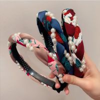 2 Buah/Set Ikat Kepala Motif Tipis Mutiara Benang Retro untuk Wanita Ikat Rambut Muka untuk Wanita Grosir Aksesori Rambut Pesta Anak Perempuan