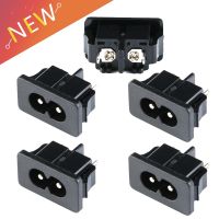 【YF】 5Pcs IEC320 C8 Black 2 Terminal Power Plug Inlet Socket AC 250V 2.5A