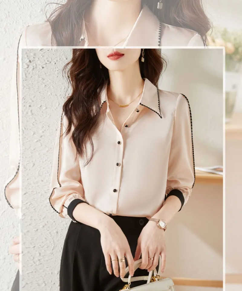 Fashionable Long sleeved Shirts Women's Spring 2023 New Commuter Foreigner  Loose Chiffon Shirts Women's Shirts Spring