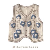 Theyourlooks พร้อมส่ง Flower embroidery vest เสื้อกั๊ก ถักทอลายดอกไม้ (TYL251)