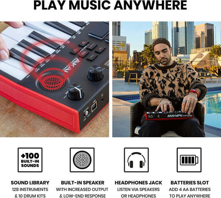AKAI Professional MPK Mini Play MK3 MIDI Keyboard Controller | Lazada.co.th