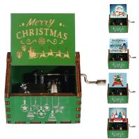 Christmas Gift Wooden Hand Crank Music Box Merry Christmas Theme Wooden Hand Christmas Birthday Valentines Day Gift