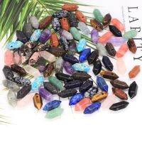 8x20mm Natural Stone Pendant Hexagonal Coloumn Necklace For Women Boho Style Healing Crystals Amethyst Arrowhead Wand Wholesale