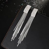 2019 New Gold Color Long Crystal Tassel clip on Earrings Without Piercing for Women Wedding Brinco Fashion Jewelry Gifts