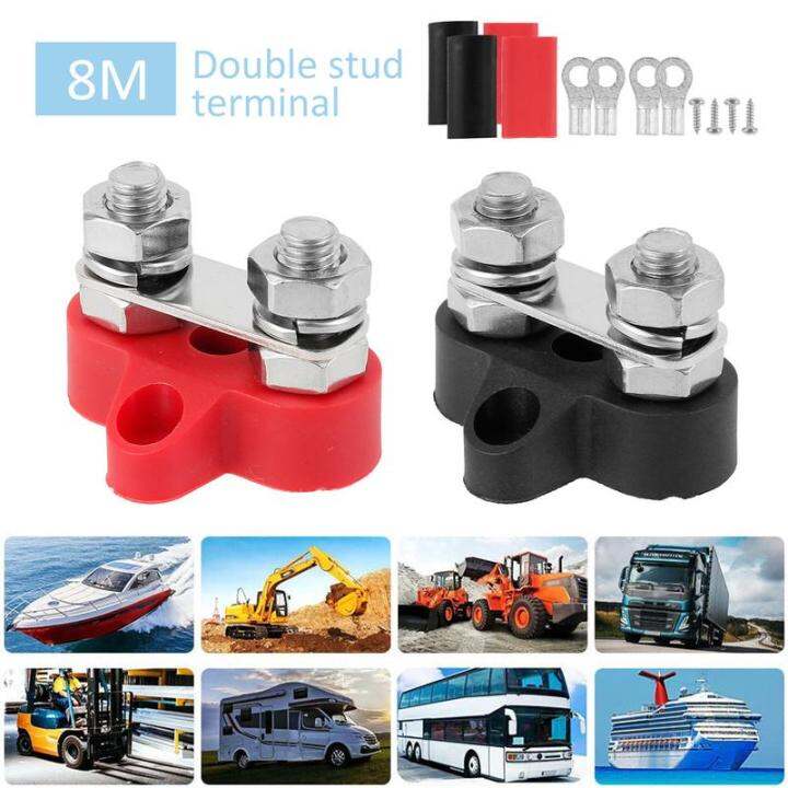 Battery Power Distribution Terminal Block DC 48V Dual M8 Posts Battery