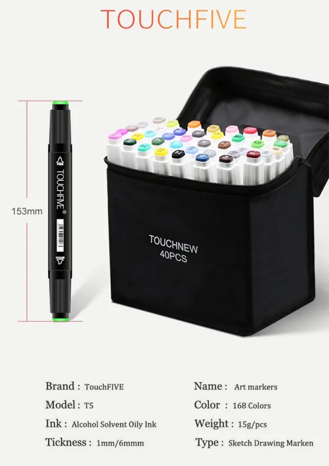 TouchFIVE Markers12/24/30/40/60/80/168 Colors Sketch Art Markers Pen  Alcohol Based Manga