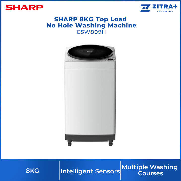 SHARP 8KG Top Load No Hole Washing Machine ESW809H Auto Restart LED
