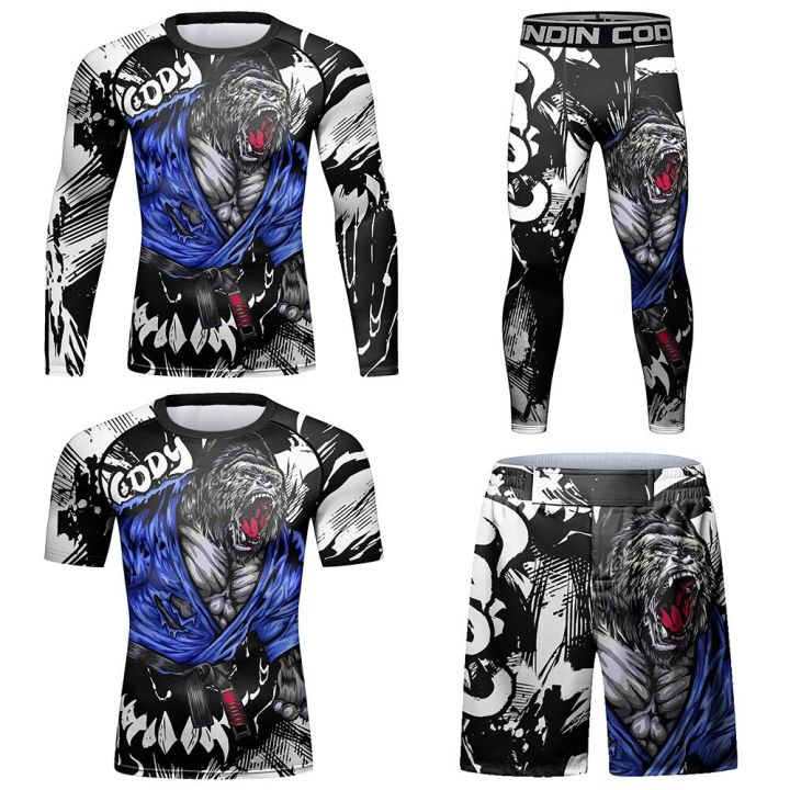mma-bjj-muay-thai-boxing-tracksuit-men-4pcs-quick-dry-workout-clothes-sport-suits-running-fitness-sportswear-compression-gym-set