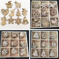 50pcs Natural Wood Christmas Ornaments Pendant Hanging Gifts Elk Deer Snowflake Xmas Tree New Year Party Decorations for Home