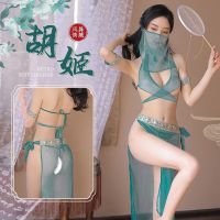 JIU YULingerie chinesa hanfu para mulheres  uniforme exótico  tentação perspectiva  pijama quente  saia de bandagem sexy  conjunto de roupas íntimas