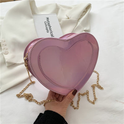 Love Heart Shape Small Crossbody Bags For Women Fashion Laser PU Leather Female Shoulder Messenger Bags Casual Ladies Handbags
