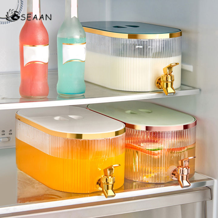 กาต้มน้ำเย็นพร้อมก๊อกในตู้เย็นตู้ทำเครื่องดื่มเย็นตู้เย็น5-3กาต้มน้ำสำหรับน้ำเย็นความจุมากสำหรับชาผลไม้
