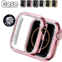 เคสชุบ PC แฟชั่นเคสสำหรับ Apple Watch นาฬิกาข้อมือประดับเพชรเงา41มม. 45มม. สำหรับ IWacth Series 9 8 7อุปกรณ์ป้องกัน