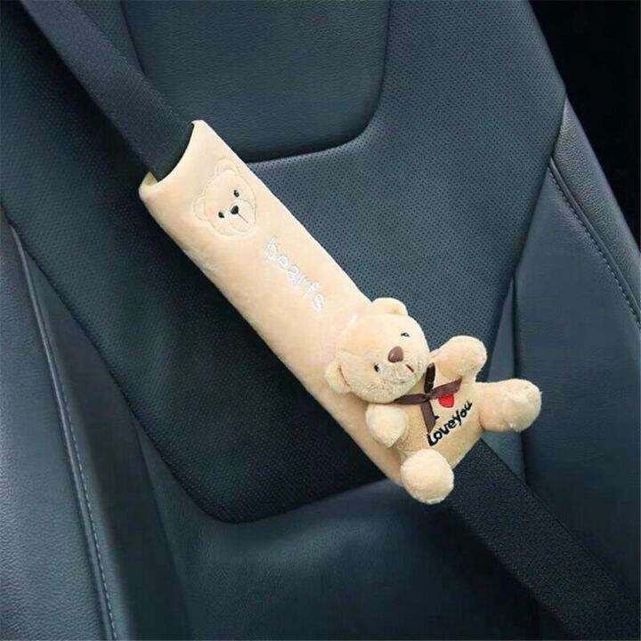 car-seat-belt-cover-cute-cat-dog-doll-plush-shoulder-harness-cushion-cartoon-seatbelt-shoulder-protector-auto-neck-support-pad-adhesives-tape