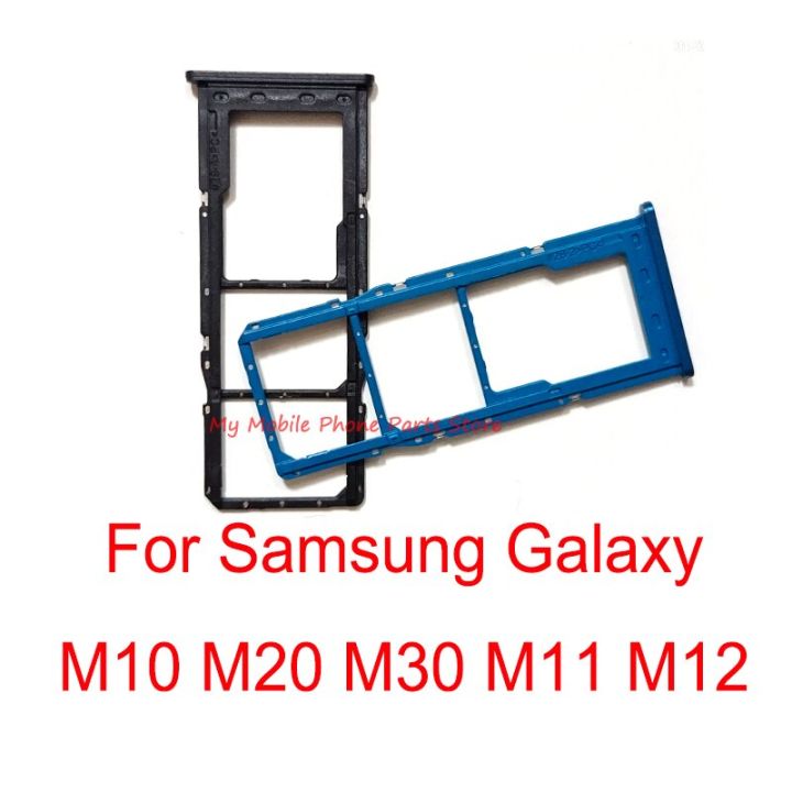 【♘COD Free Cas♘】 nang20403736363 Dual Sim Card ถาดสำหรับ Samsung Galaxy M10 M105f M20 M205f M30 M305f M11 M115f M12 Micro ถาดใส่ซิมการ์ด Sd ผู้ถือชิ้นส่วน