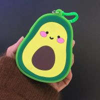 Cute Avocado Fruits Silicon Coin Bag Purse Zipper Change Purse Wallet Kids Girl Women Mini Handbag With Keychain For Gift