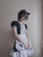 〖Gesh department store〗2022 Japanese Women Maid Outfit Anime Long Dress Black and White Dresses Men Lolita Dress Costume Cosplay Cafe Apron Costume