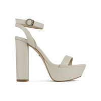 SHU RISING STARS 4.5" DGB ANKLE STRAP WITH CHUNKY HEELS WHITE CHOC รองเท้า