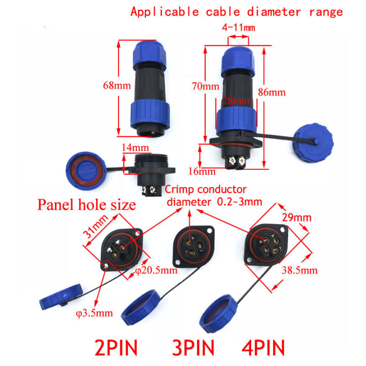 cwsp20-ip68กันน้ำปลั๊ก-back-nutสแควร์dockingหน้าแปลน2-3-4-5-6-7พินสกรู-crimping-โดยไม่ต้องเชื่อม-connector