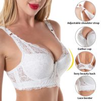 Womens Plus Size Bras Women Sexy Lace Bralette with Underwire Push Up Bra Padding Floral Crop Top Underwear Summer Thin Bow Lingerie