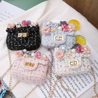 Small Girl Cross Body Bag Cute Children Flowers Applique Shoulder Bag Coin Purse Candy Handbag Fashion Kids Accessories