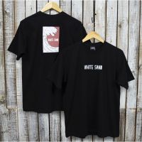 WhiteSandT-Shirt/Back Wave(W040)/เสื้อผ้า/เสื้อผ้าผู้ชาย/เสื้อยืดคอกลม/เสื้อแขนสั่น/Cotton100%/ผ้าฝ้ายS-5XL