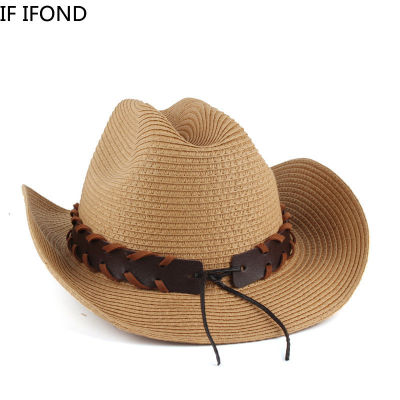 2023 New Straw Cowboy Hat For Men Women Summer Breathable Beach Sun Hat Curling Brim Cowgirl Western Cowboy Cap Sombrero Hombre