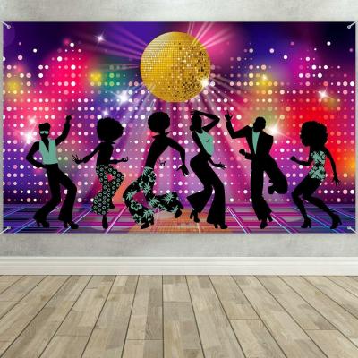 70s 90s Backdrop Dancers Fever Party Banner Background Fabric Large Disco