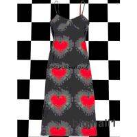 HIAN-Women y Slip Long Dress, LoveArgyle Print Spaghetti Strap V-Neck Clothing