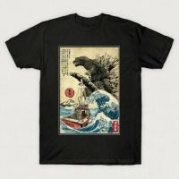 Godzilla Monster Kaiju โปสเตอร์ภาพยนตร์ศิลปะสีดำ T เสื้อ Uni S 3XL