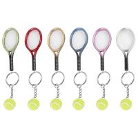 6Pcs Mini Tennis Racket Ball Keychain Pendant Bag Accessories for Bag Sport Advertisement Fans Souvenirs Key Ring