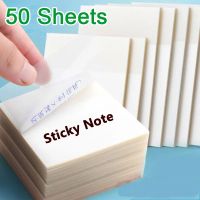 ✁▽ 50 Sheets Colorful Transparent Sticky Notes PET Waterproof Memo Sticky Notes Pads Notepads Daily list Paper School Stationery