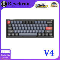 Keychron V4สีดำโปร่งใส61คีย์คีย์บอร์ดแบบมีสาย QMK เปลี่ยนคีย์ผ่าน Custom Macro RGB สองสี PBT Keycap